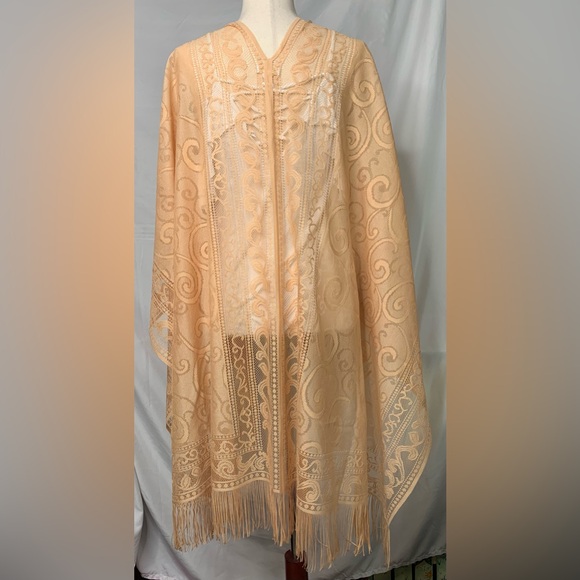 3/$20 Charming Charlie Women’s Lace Fringe Shawl Wrap Scarf Pashmina Tartan OS - Picture 3 of 10